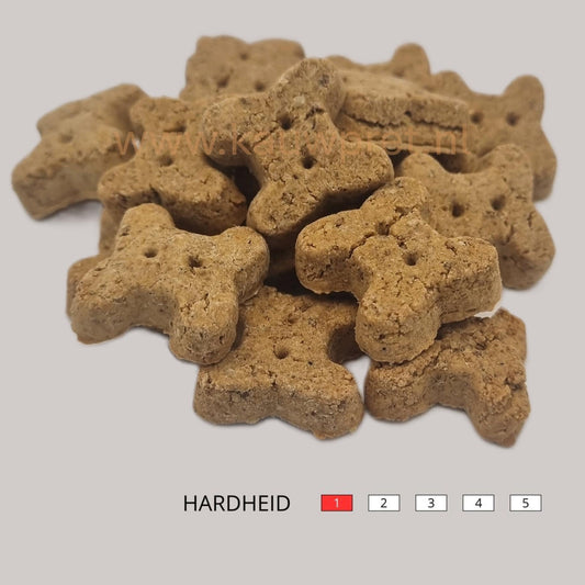 Een gezonde én smakelijke beloning voor je hond? Onze hondenkoekjes zonder granen zijn ideaal voor honden met een gevoelige maag, voedselintolerantie of graanallergie. Maar ook zonder allergie zijn deze koekjes een heerlijke, verantwoorde traktatie waar elke viervoeter blij van wordt! Bestel bij Kauwpret.nl!