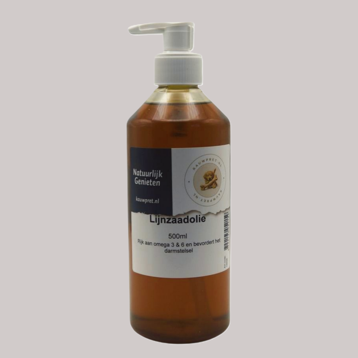 Lijnzaadolie is een natuurlijke omega 3 olie voor honden. Ondersteunt huid, vacht en spijsvertering. 100% koudgeperst. Bestel bij Kauwpret.nl!