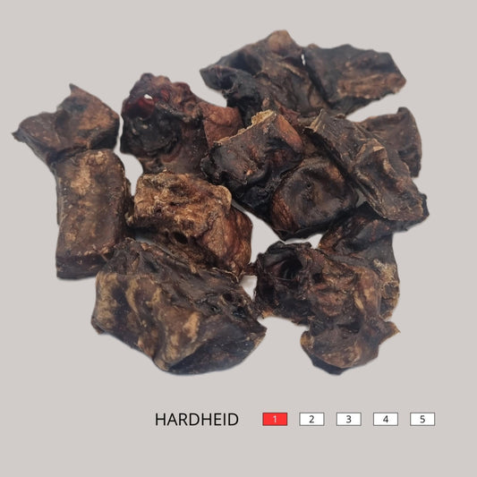 Luchtige en vetarme paardenlong trainers voor honden. 100% natuurlijk, perfect als trainingssnack en geschikt voor gevoelige honden. Bestel bij Kauwpret.nl.