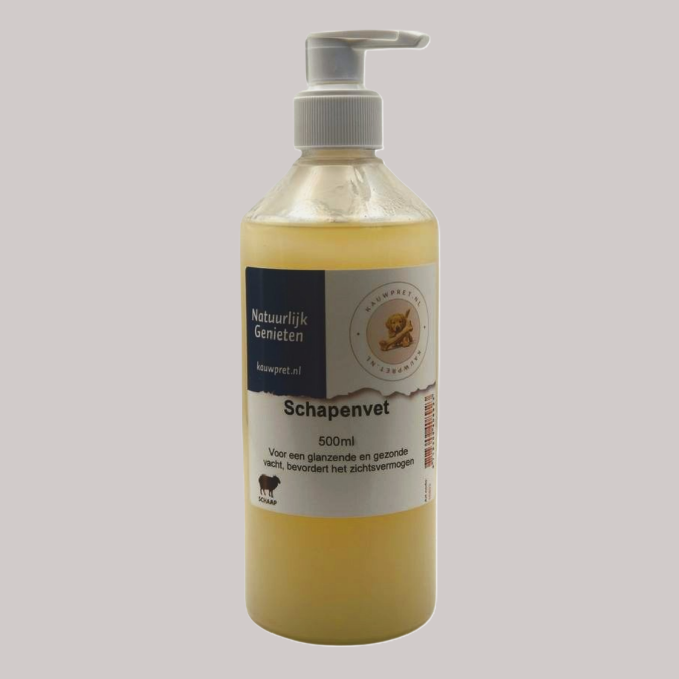 100% natuurlijk schapenvet voor honden. Ondersteunt spijsvertering, energie en een gezonde vacht. Zeer smakelijk en ideaal voor dagelijks gebruik.